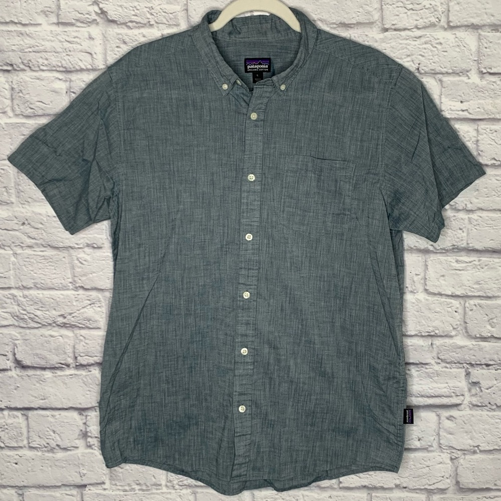 Patagonia Mens Blue Button Down T-Shirt